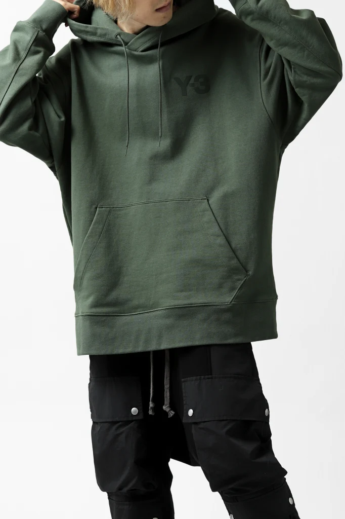 Y-3 Yohji Yamamoto CLASSIC CHEST LOGO HOODIE PARKA / FRENCH TERRY (GREEN) - Image 8