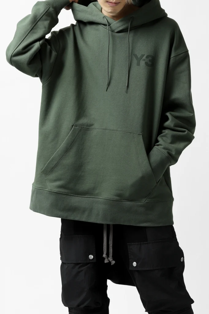 Y-3 Yohji Yamamoto CLASSIC CHEST LOGO HOODIE PARKA / FRENCH TERRY (GREEN) - Image 9