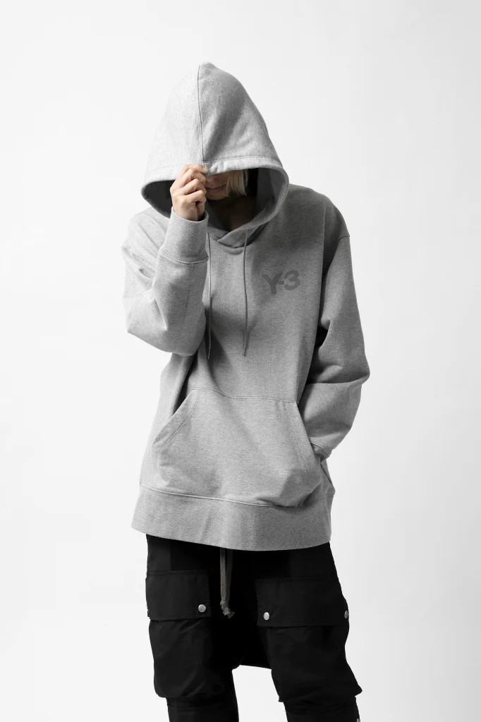 Y-3 Yohji Yamamoto CLASSIC CHEST LOGO HOODIE PARKA / FRENCH TERRY (GREY) - Image 11