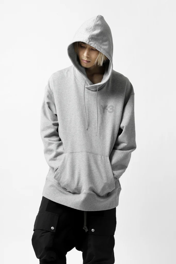 Y-3 Yohji Yamamoto CLASSIC CHEST LOGO HOODIE PARKA / FRENCH TERRY (GREY) - Image 12