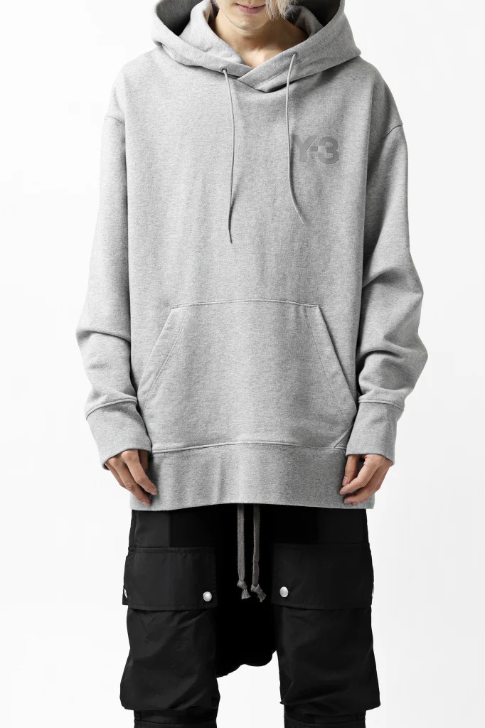 Y-3 Yohji Yamamoto CLASSIC CHEST LOGO HOODIE PARKA / FRENCH TERRY (GREY) - Image 2