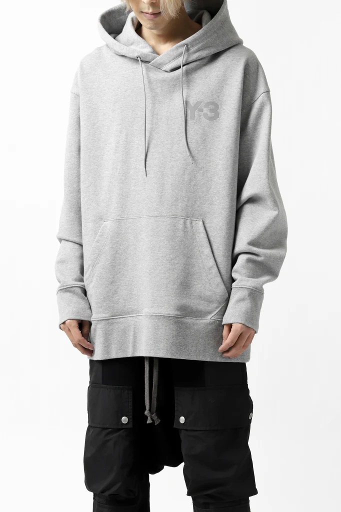 Y-3 Yohji Yamamoto CLASSIC CHEST LOGO HOODIE PARKA / FRENCH TERRY (GREY) - Image 3