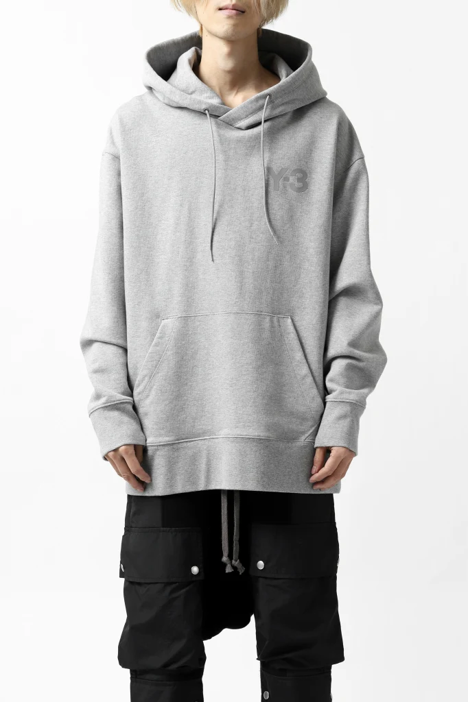 Y-3 Yohji Yamamoto CLASSIC CHEST LOGO HOODIE PARKA / FRENCH TERRY (GREY) - Image 5
