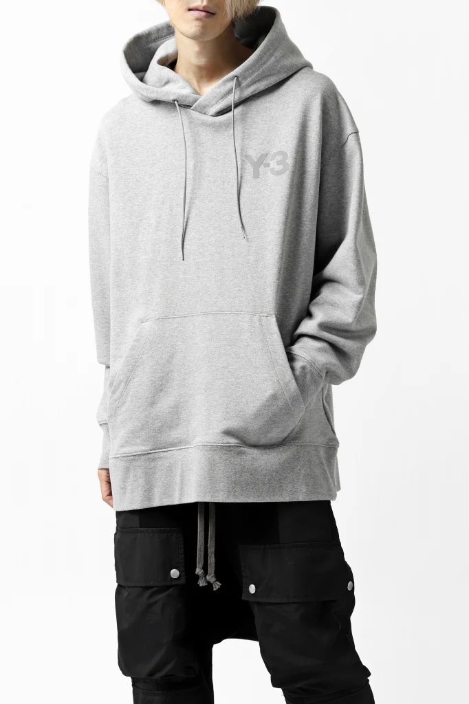 Y-3 Yohji Yamamoto CLASSIC CHEST LOGO HOODIE PARKA / FRENCH TERRY (GREY) - Image 7
