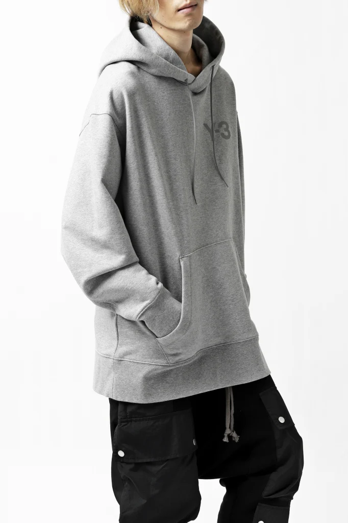 Y-3 Yohji Yamamoto CLASSIC CHEST LOGO HOODIE PARKA / FRENCH TERRY (GREY) - Image 8