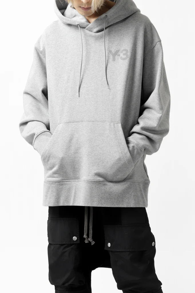 Y-3 Yohji Yamamoto CLASSIC CHEST LOGO HOODIE PARKA / FRENCH TERRY (GREY) - Image 9