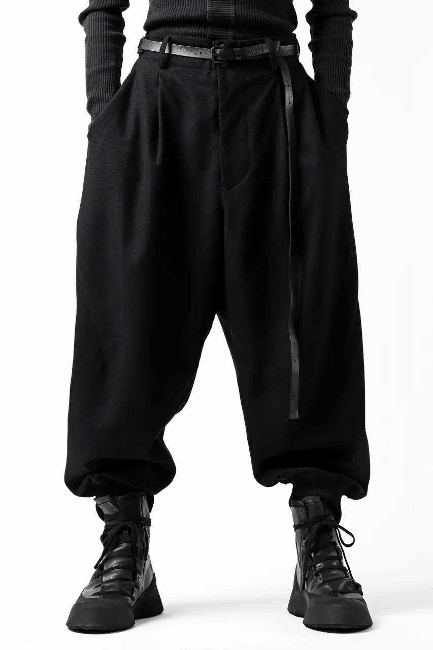 Y-3 Yohji Yamamoto CLASSIC CUFF PANTS / WOOL FLANNEL (BLACK) - Image 2