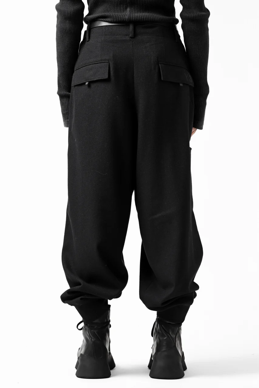 Y-3 Yohji Yamamoto CLASSIC CUFF PANTS / WOOL FLANNEL (BLACK) - Image 5