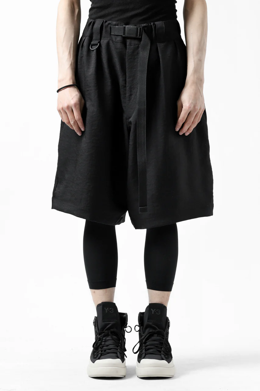 Y-3 Yohji Yamamoto CLASSIC TAILOR SHORT PANTS / POLY TWILL (BLACK) - Image 2