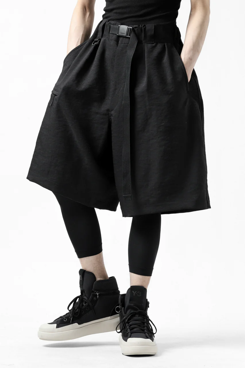 Y-3 Yohji Yamamoto CLASSIC TAILOR SHORT PANTS / POLY TWILL (BLACK) - Image 3
