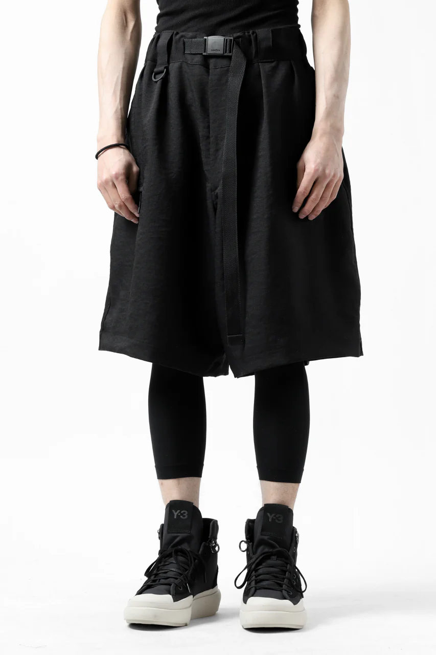 Y-3 Yohji Yamamoto CLASSIC TAILOR SHORT PANTS / POLY TWILL (BLACK) - Image 4