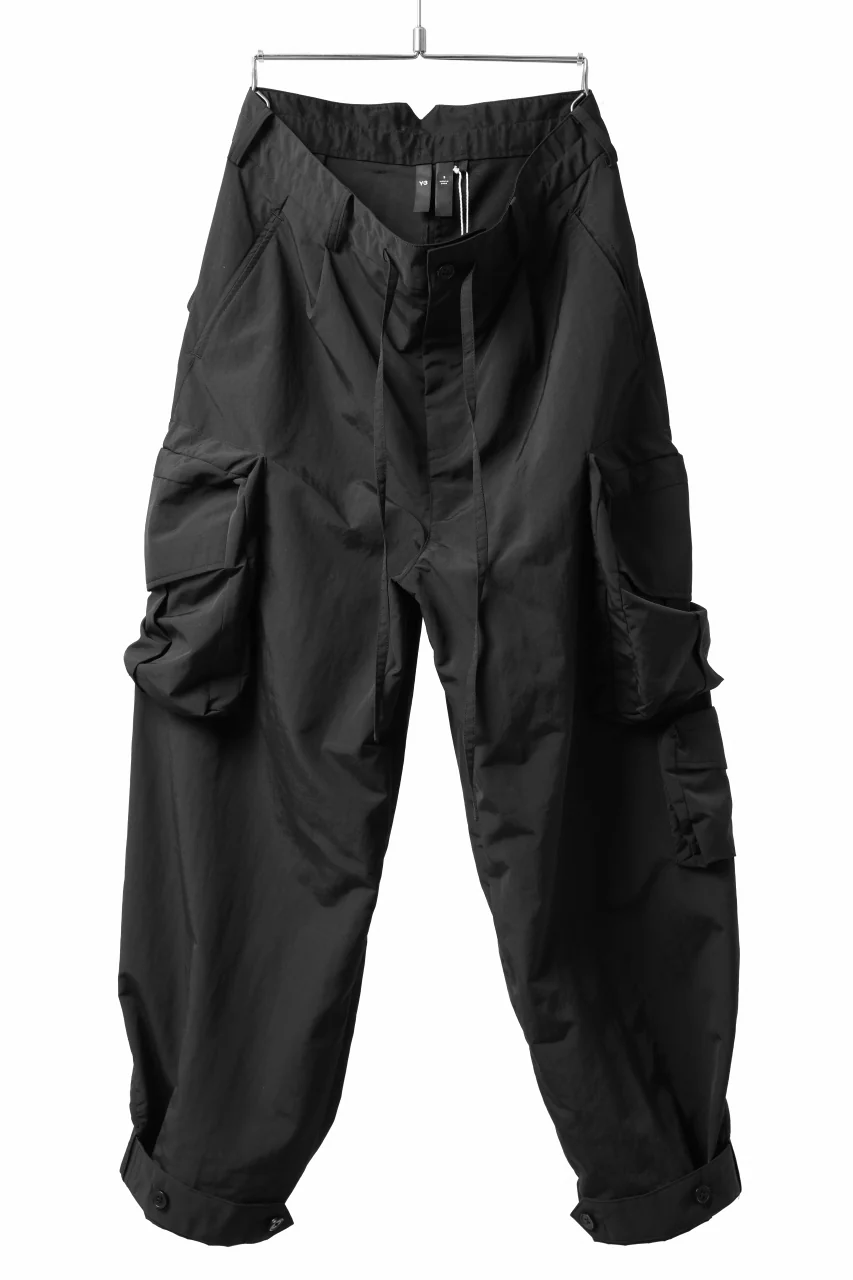 Y-3 Yohji Yamamoto CRINKLE CUFF CROPPED PANTS / POLYAMIDE (BLACK) - Image 3
