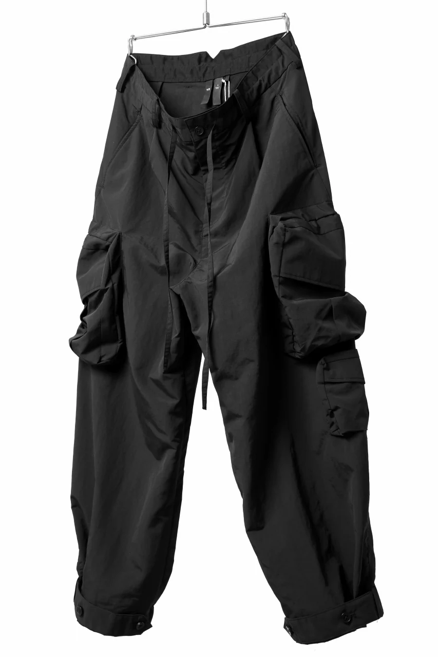 Y-3 Yohji Yamamoto CRINKLE CUFF CROPPED PANTS / POLYAMIDE (BLACK) - Image 4
