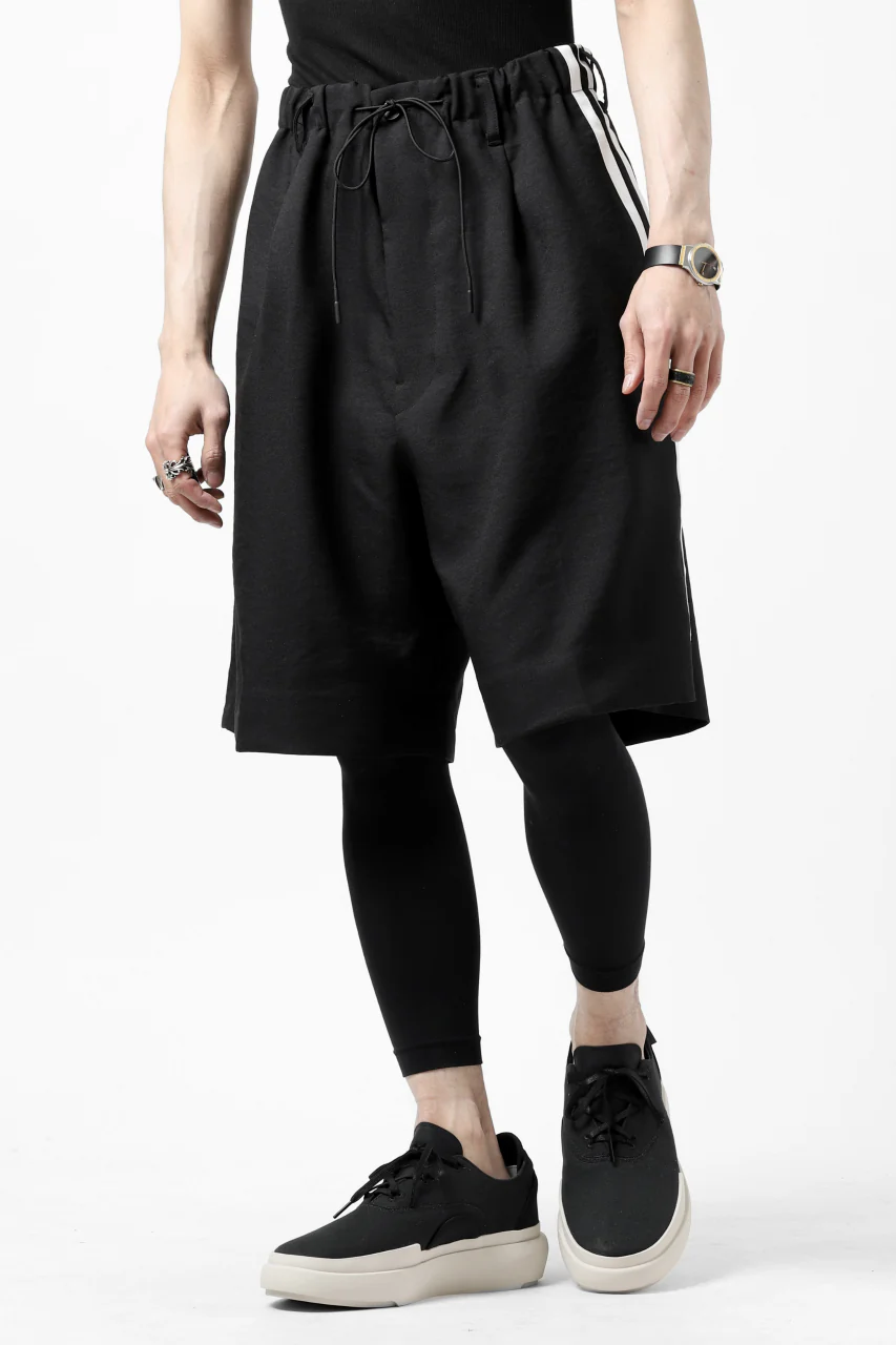 Y-3 Yohji Yamamoto ELEGANT THREE STRIPES TAILOR-SHORTS (BLACK) - Image 8