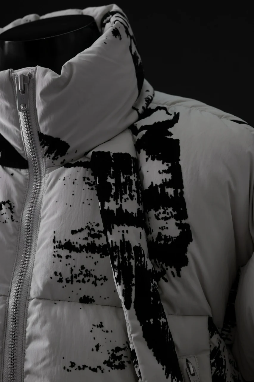 Y-3 Yohji Yamamoto FLOCK PUFFER JACKET / PERTEX® (BLACK + GRAY) - Image 11