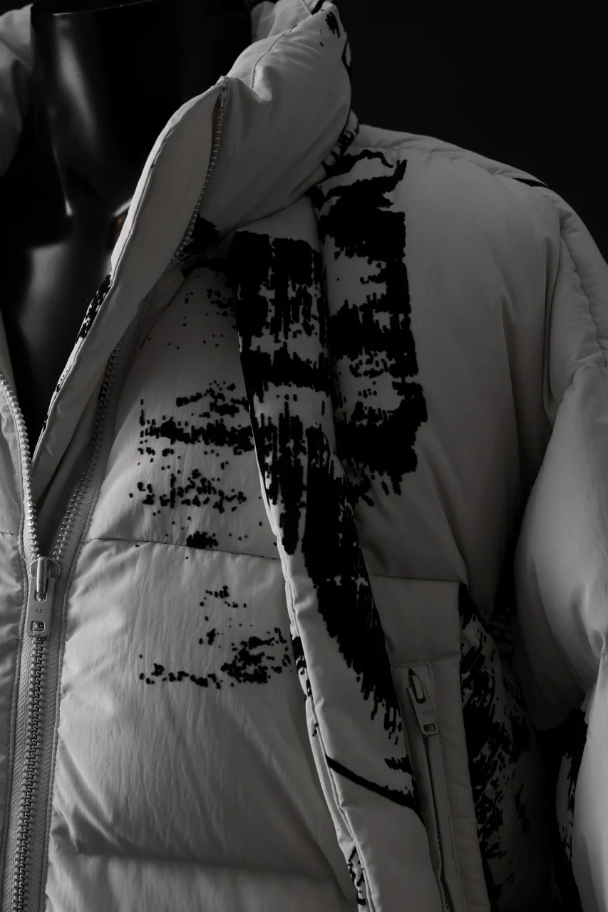 Y-3 Yohji Yamamoto FLOCK PUFFER JACKET / PERTEX® (BLACK + GRAY) - Image 14