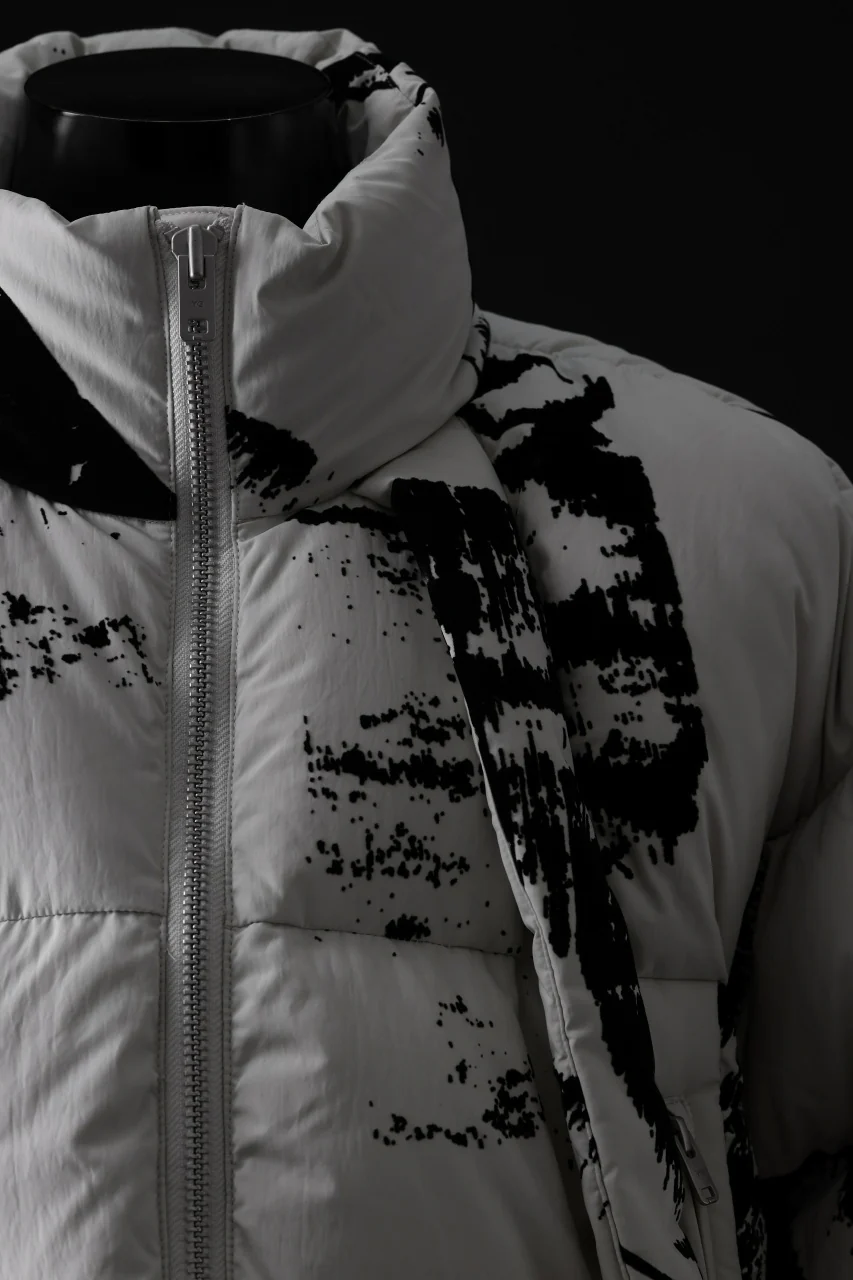 Y-3 Yohji Yamamoto FLOCK PUFFER JACKET / PERTEX® (BLACK + GRAY) - Image 7