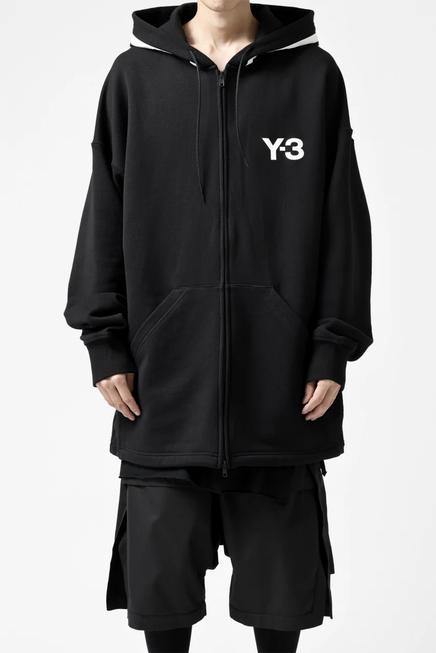 Y-3 Yohji Yamamoto FULL ZIP HOODIE PARKA / FRENCH TERRY (BLACK) - Image 2