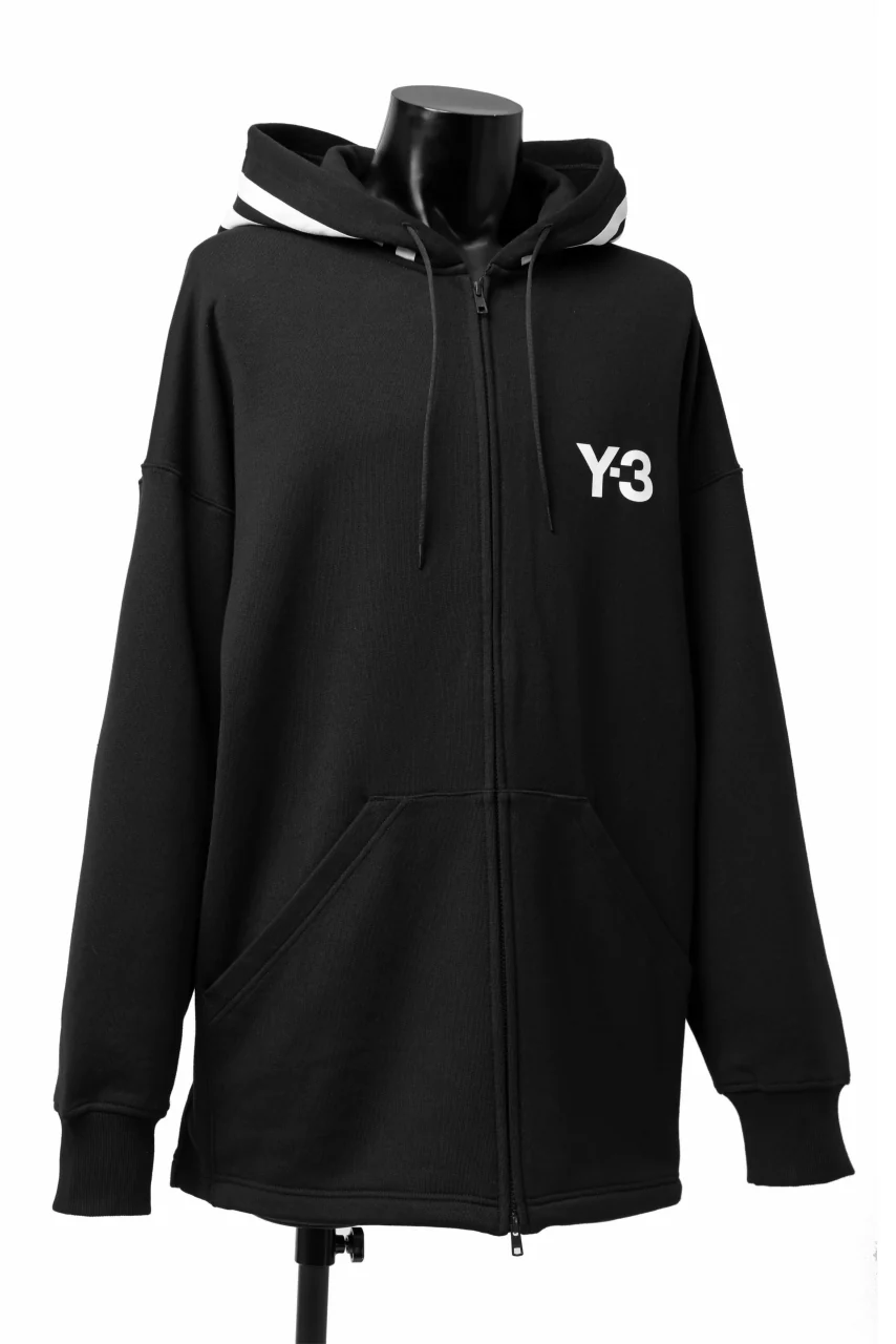 Y-3 Yohji Yamamoto FULL ZIP HOODIE PARKA / FRENCH TERRY (BLACK) - Image 4