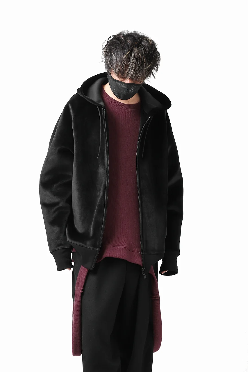 Y-3 Yohji Yamamoto FULL ZIP SQUARE HOODIE PARKA / VELVET SPACER (BLACK) - Image 18
