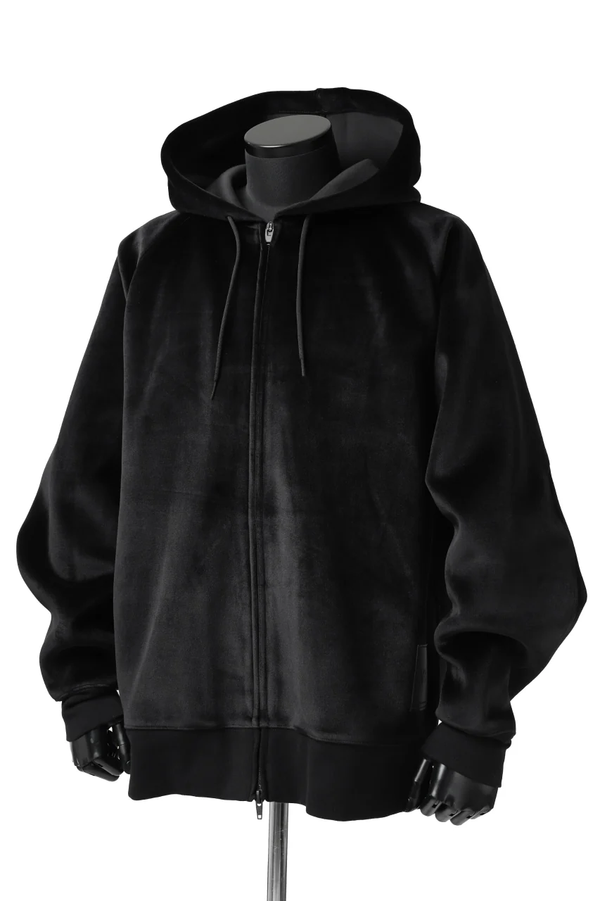 Y-3 Yohji Yamamoto FULL ZIP SQUARE HOODIE PARKA / VELVET SPACER (BLACK) - Image 2