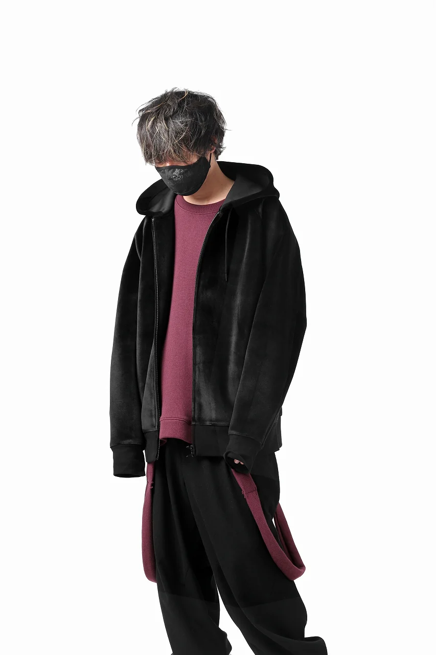 Y-3 Yohji Yamamoto FULL ZIP SQUARE HOODIE PARKA / VELVET SPACER (BLACK) - Image 20