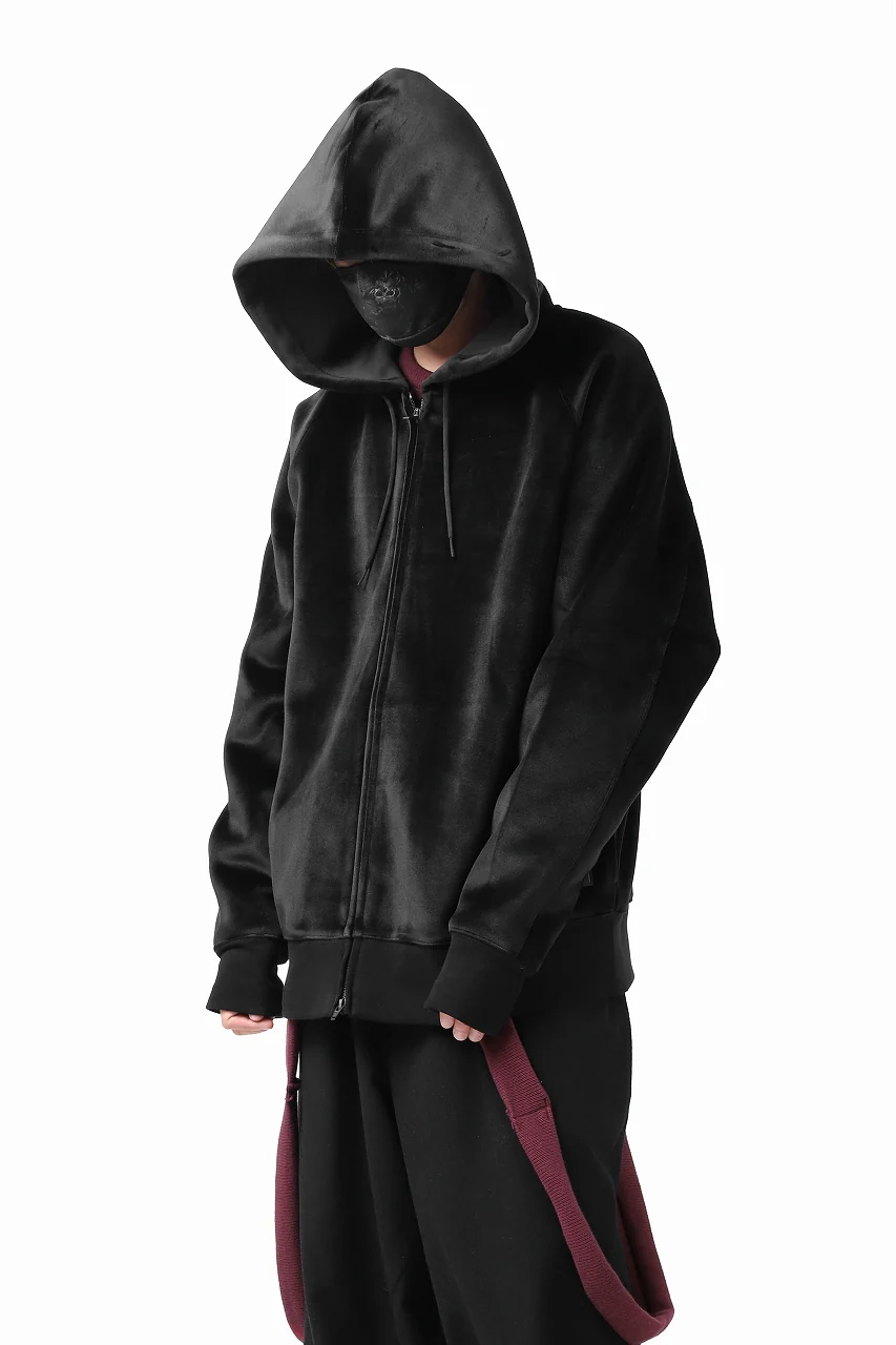 Y-3 Yohji Yamamoto FULL ZIP SQUARE HOODIE PARKA / VELVET SPACER (BLACK) - Image 22