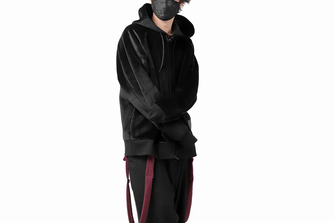 Y-3 Yohji Yamamoto FULL ZIP SQUARE HOODIE PARKA / VELVET SPACER (BLACK) - Image 24