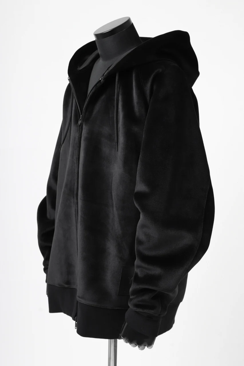 Y-3 Yohji Yamamoto FULL ZIP SQUARE HOODIE PARKA / VELVET SPACER (BLACK) - Image 3