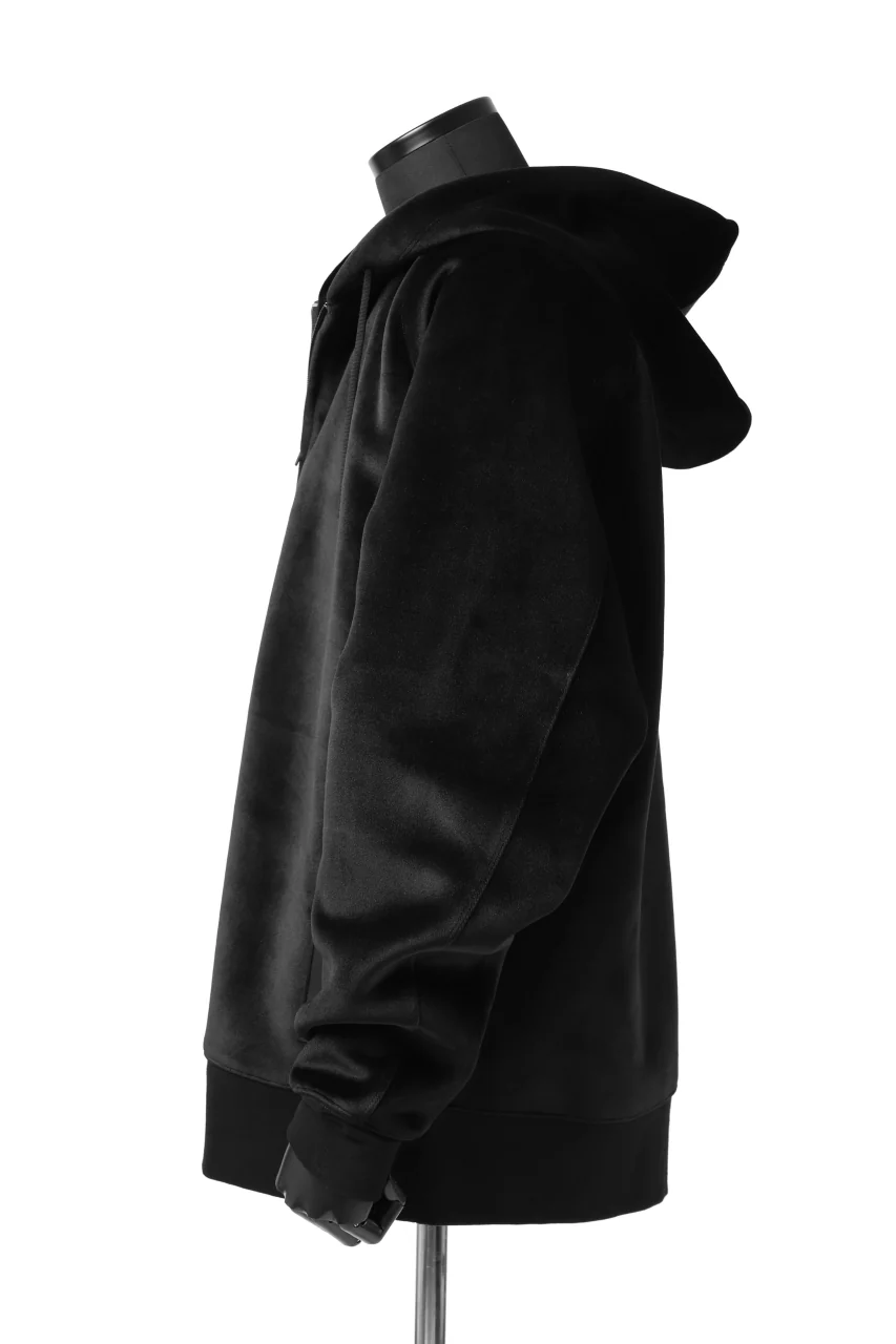 Y-3 Yohji Yamamoto FULL ZIP SQUARE HOODIE PARKA / VELVET SPACER (BLACK) - Image 4