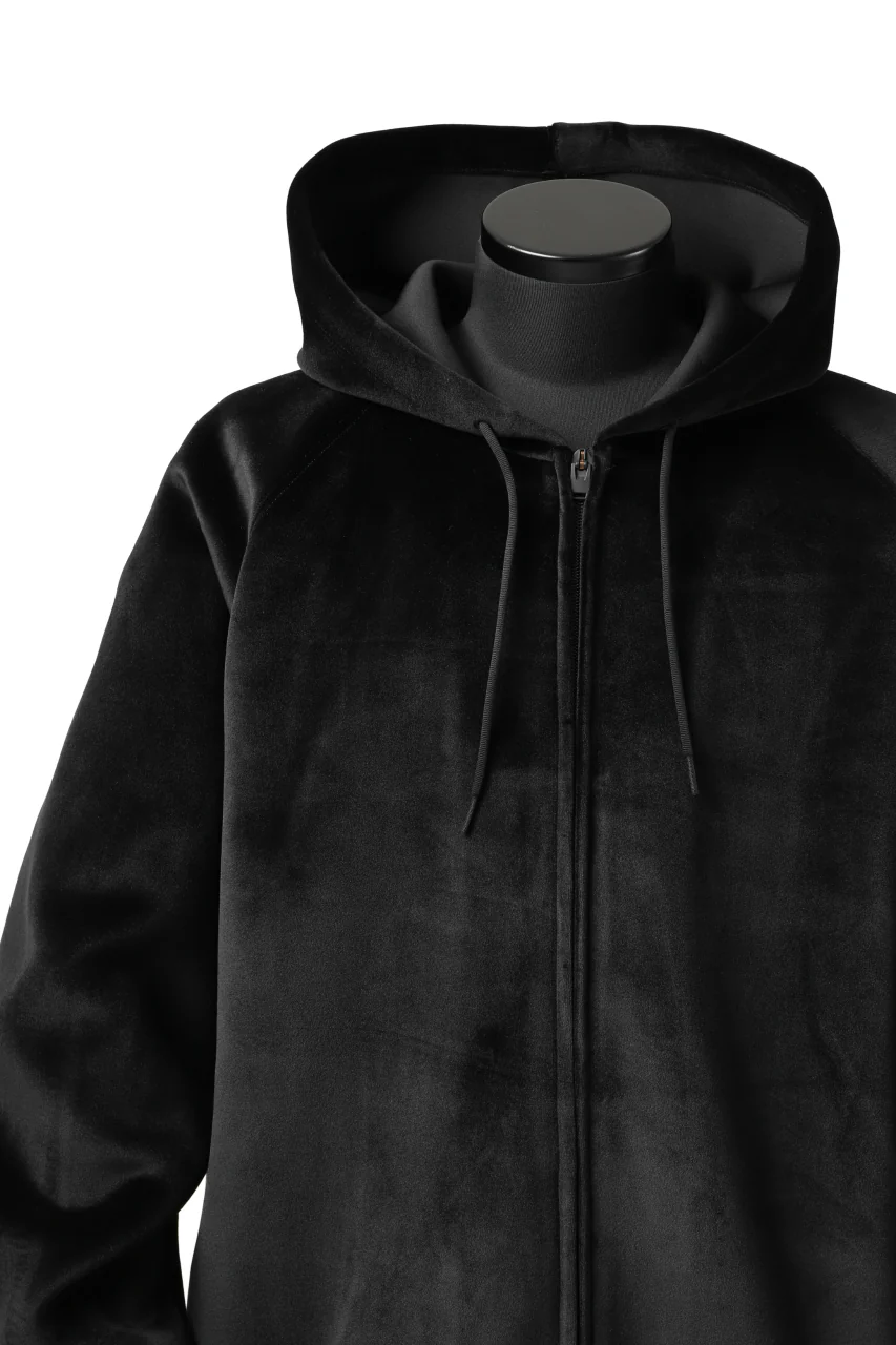 Y-3 Yohji Yamamoto FULL ZIP SQUARE HOODIE PARKA / VELVET SPACER (BLACK) - Image 8