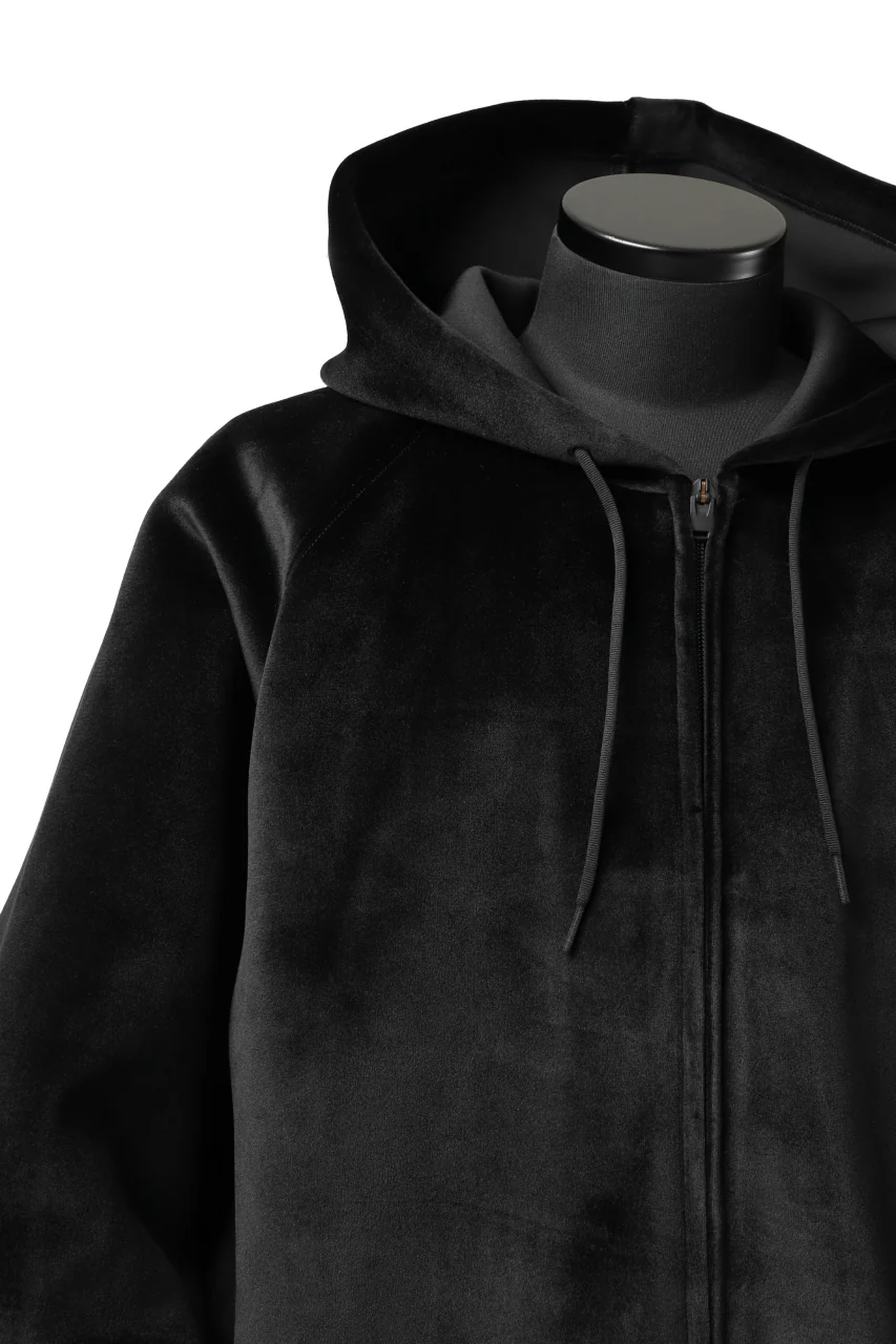Y-3 Yohji Yamamoto FULL ZIP SQUARE HOODIE PARKA / VELVET SPACER (BLACK) - Image 9