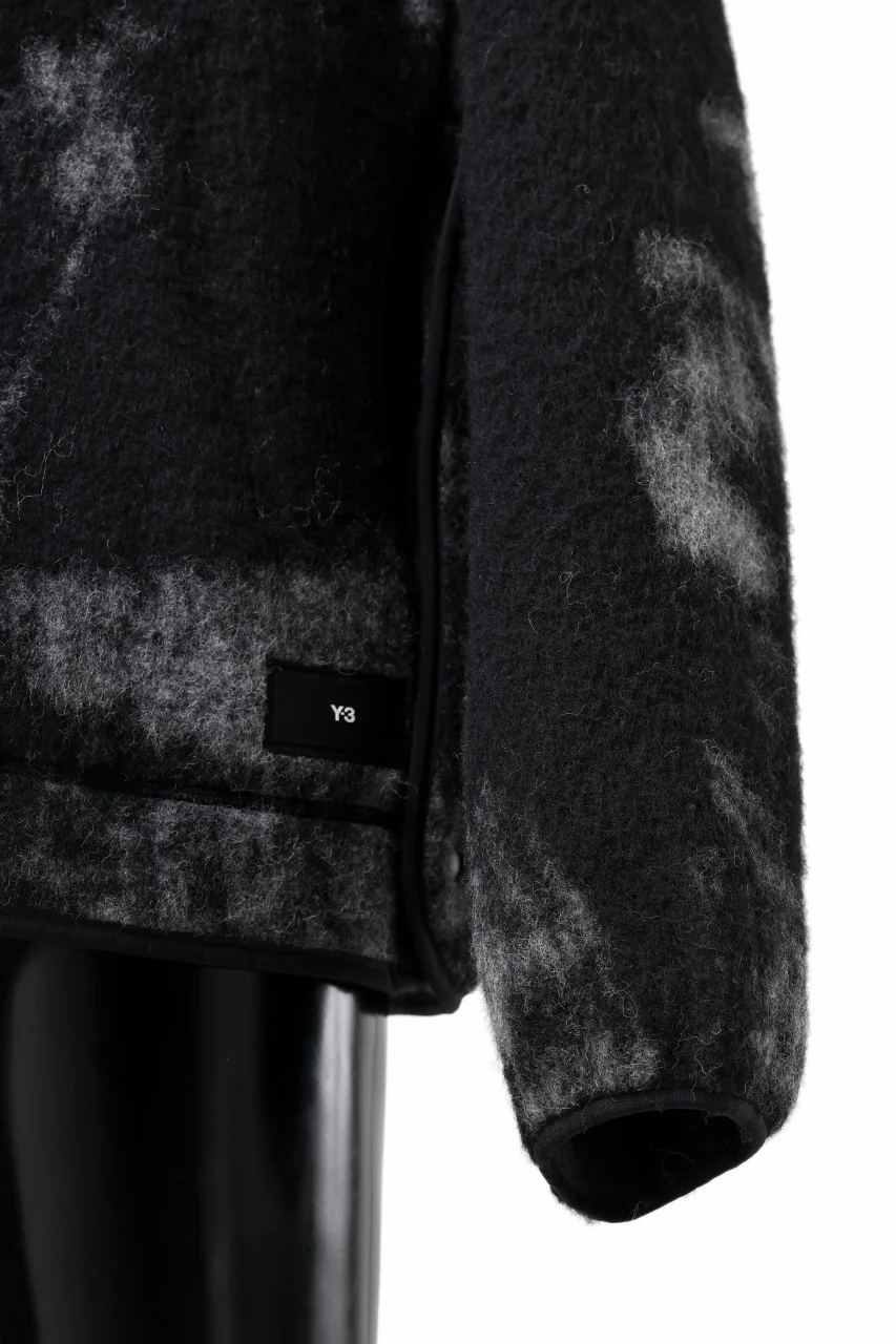 Y-3 Yohji Yamamoto FUZZY FLEECE HOODED JACKET (BLACK + MULTI) - Image 13