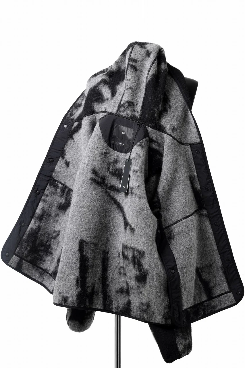 Y-3 Yohji Yamamoto FUZZY FLEECE HOODED JACKET (BLACK + MULTI) - Image 7