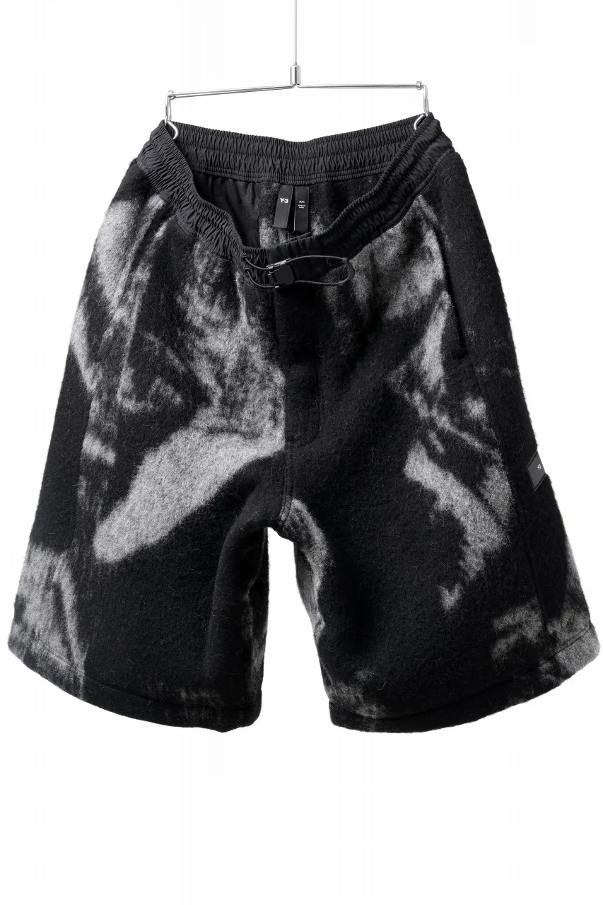 Y-3 Yohji Yamamoto FUZZY FLEECE SHORTS (BLACK + MULTI) - Image 2