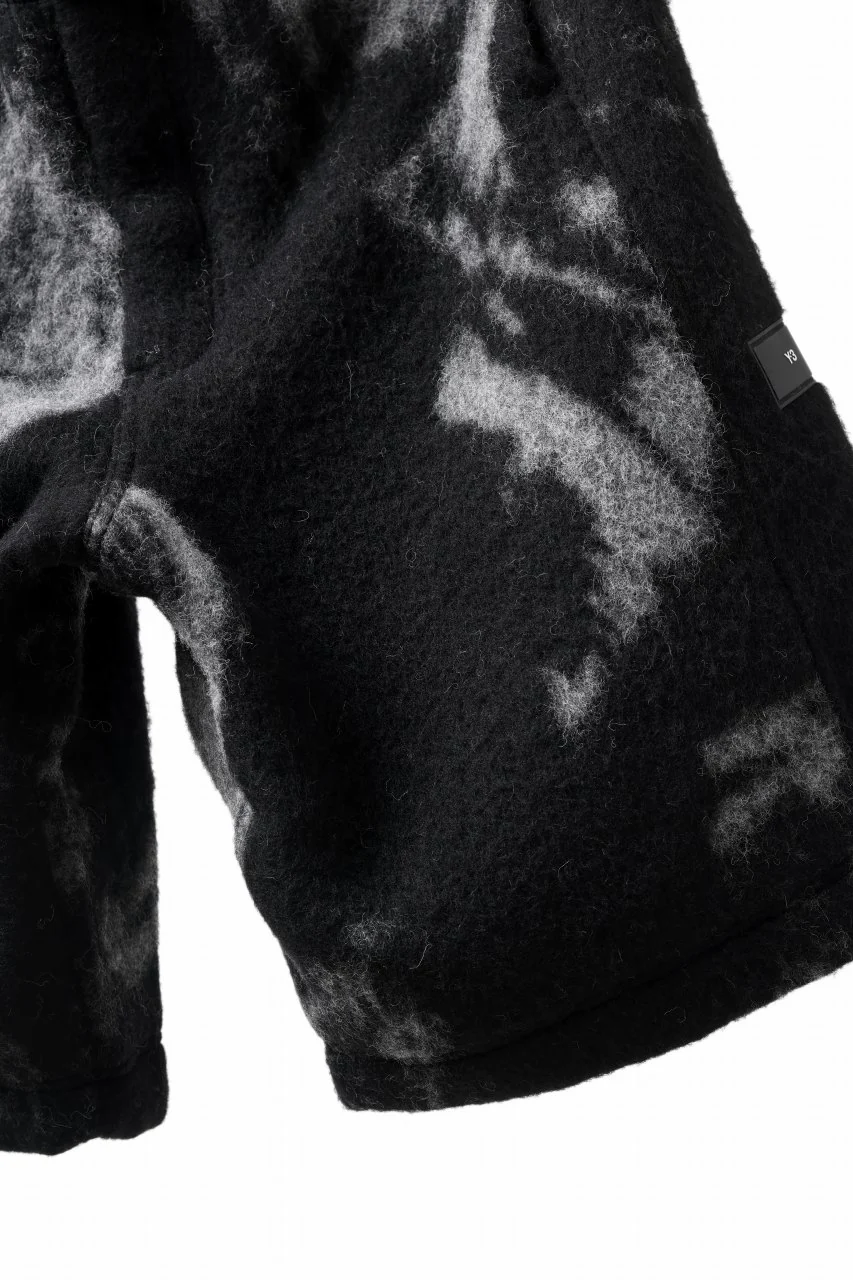 Y-3 Yohji Yamamoto FUZZY FLEECE SHORTS (BLACK + MULTI) - Image 8