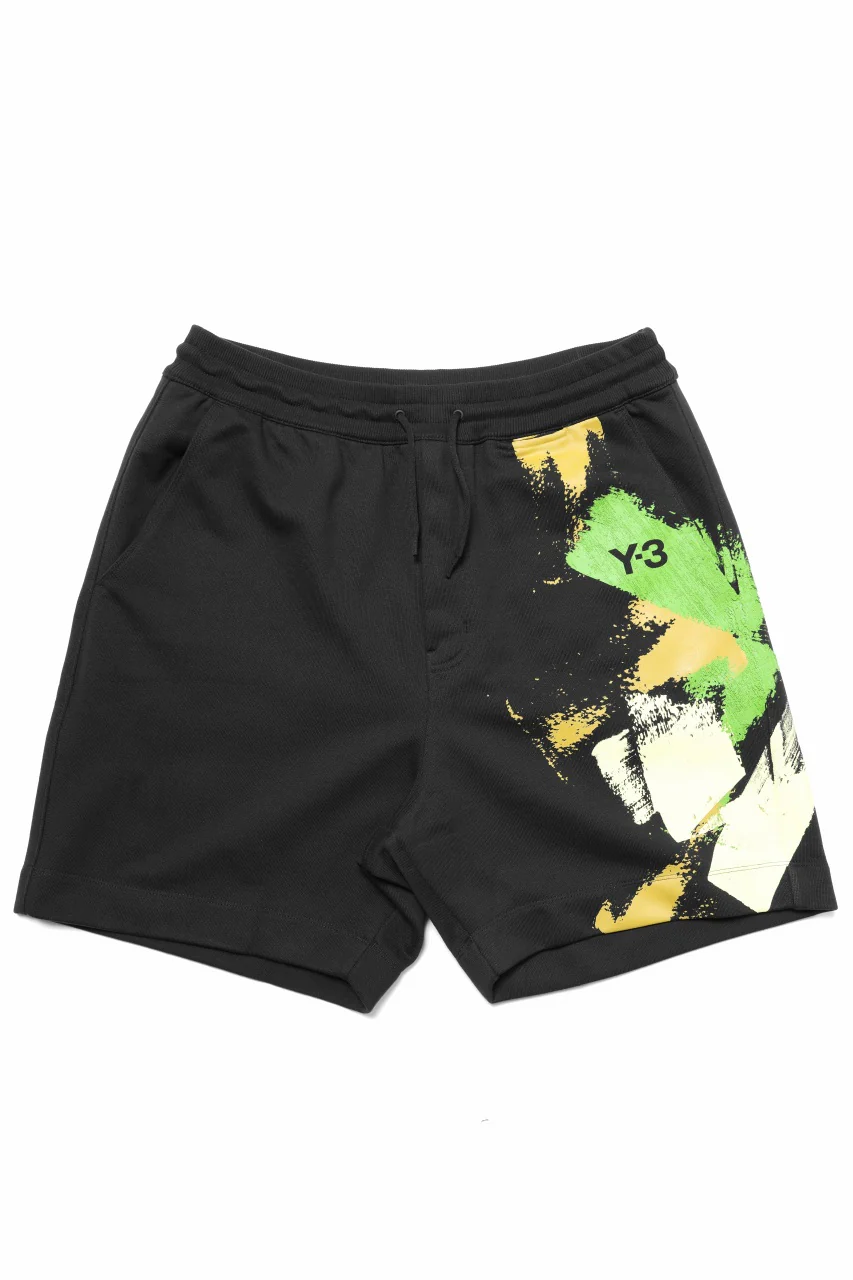Y-3 Yohji Yamamoto GFX FT SHORTS / ORGANIC COTTON JERSEY (BLACK)