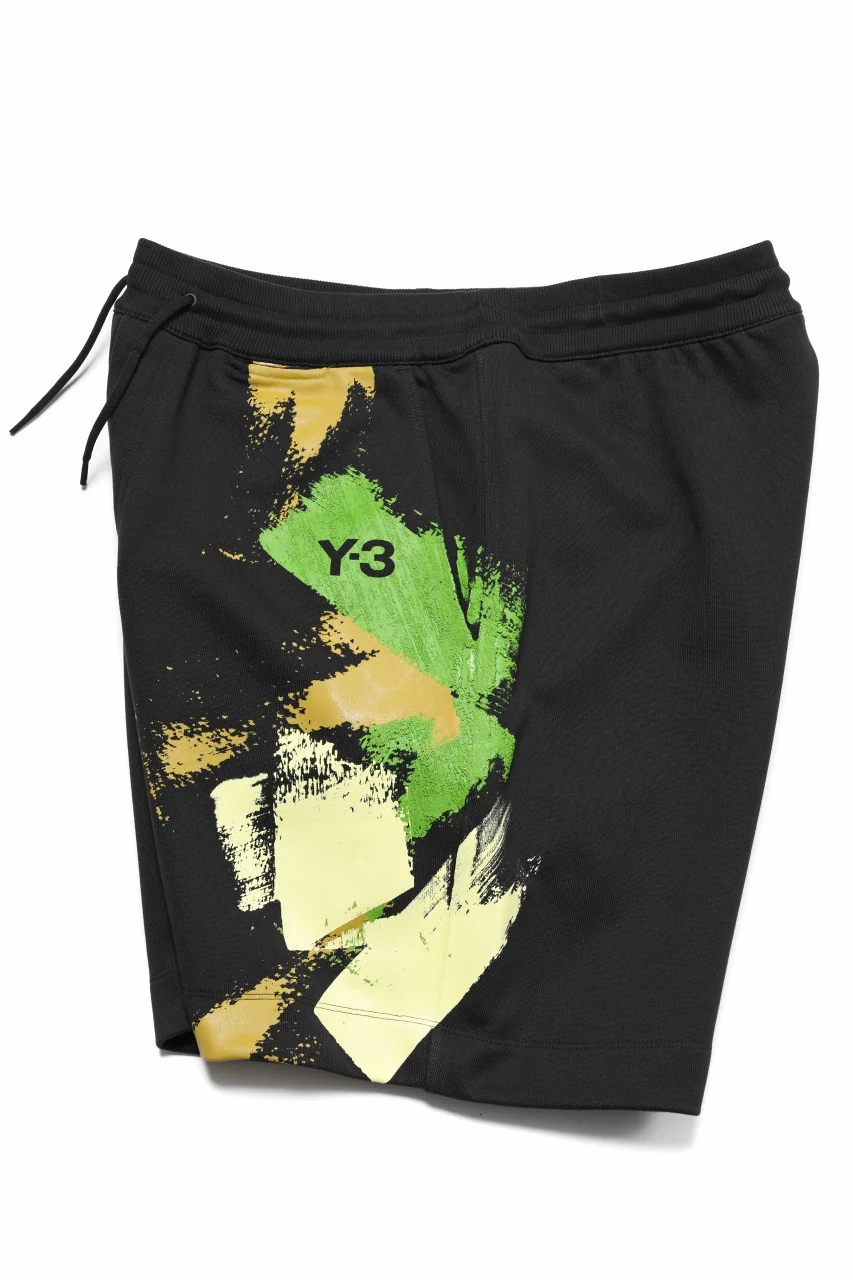 Y-3 Yohji Yamamoto GFX FT SHORTS / ORGANIC COTTON JERSEY (BLACK) - Image 4