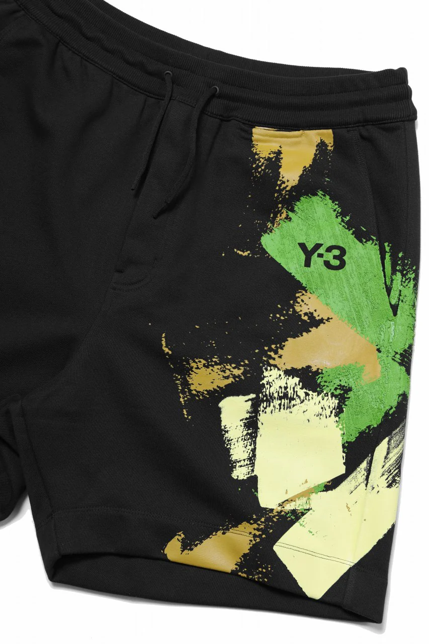 Y-3 Yohji Yamamoto GFX FT SHORTS / ORGANIC COTTON JERSEY (BLACK) - Image 7