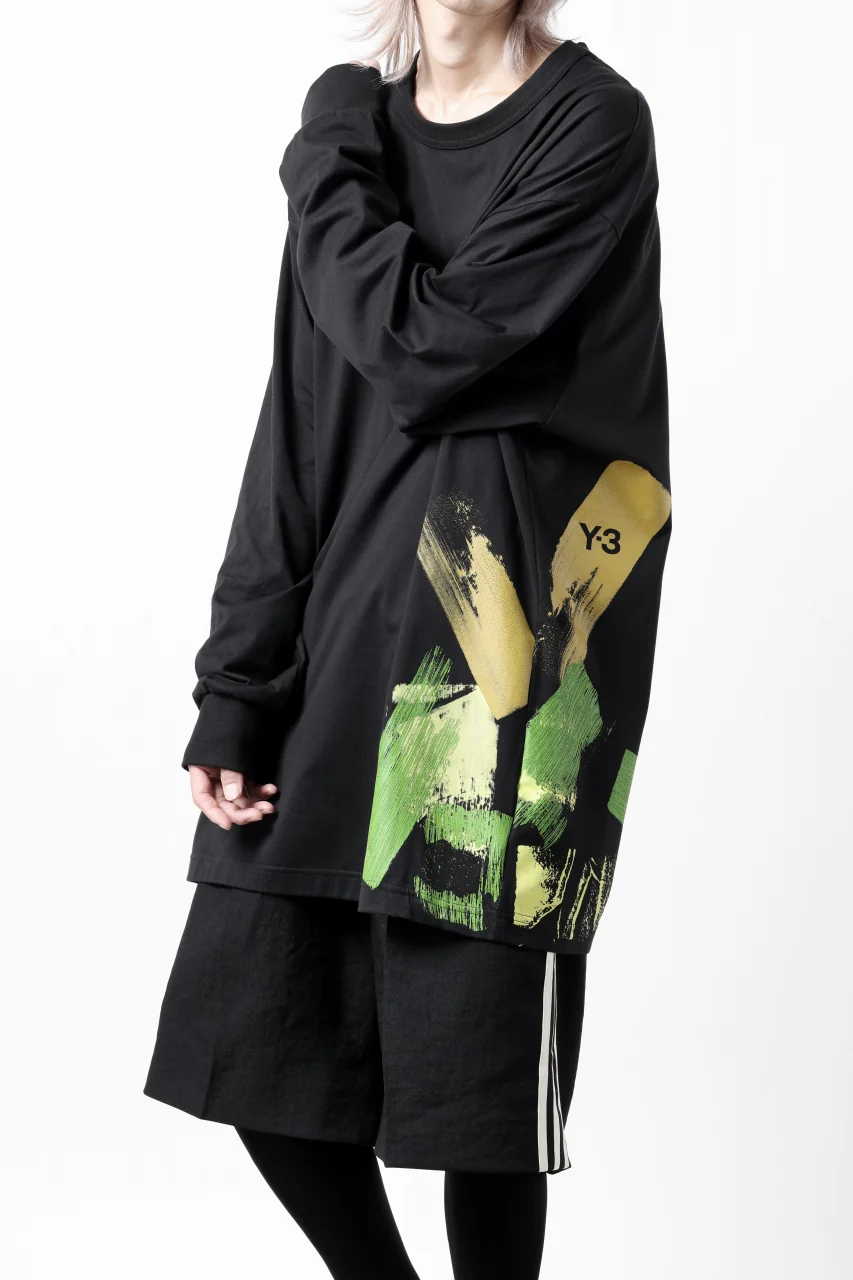 Y-3 Yohji Yamamoto GFX LONG SLEEVE TOP / SC JERSEY (BLACK) - Image 3