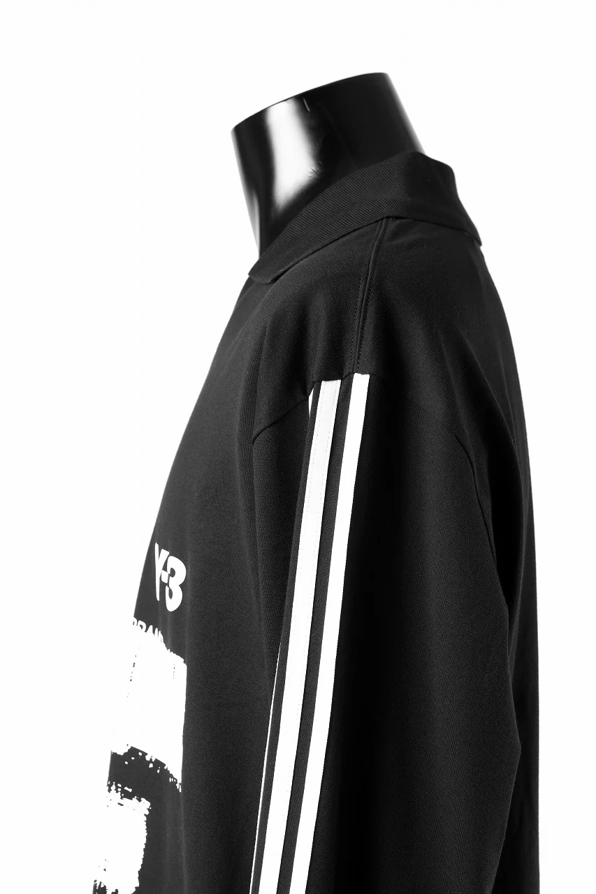 Y-3 Yohji Yamamoto GRAPHIC LOGO COLLARED LS TEE (BLACK) - Image 10