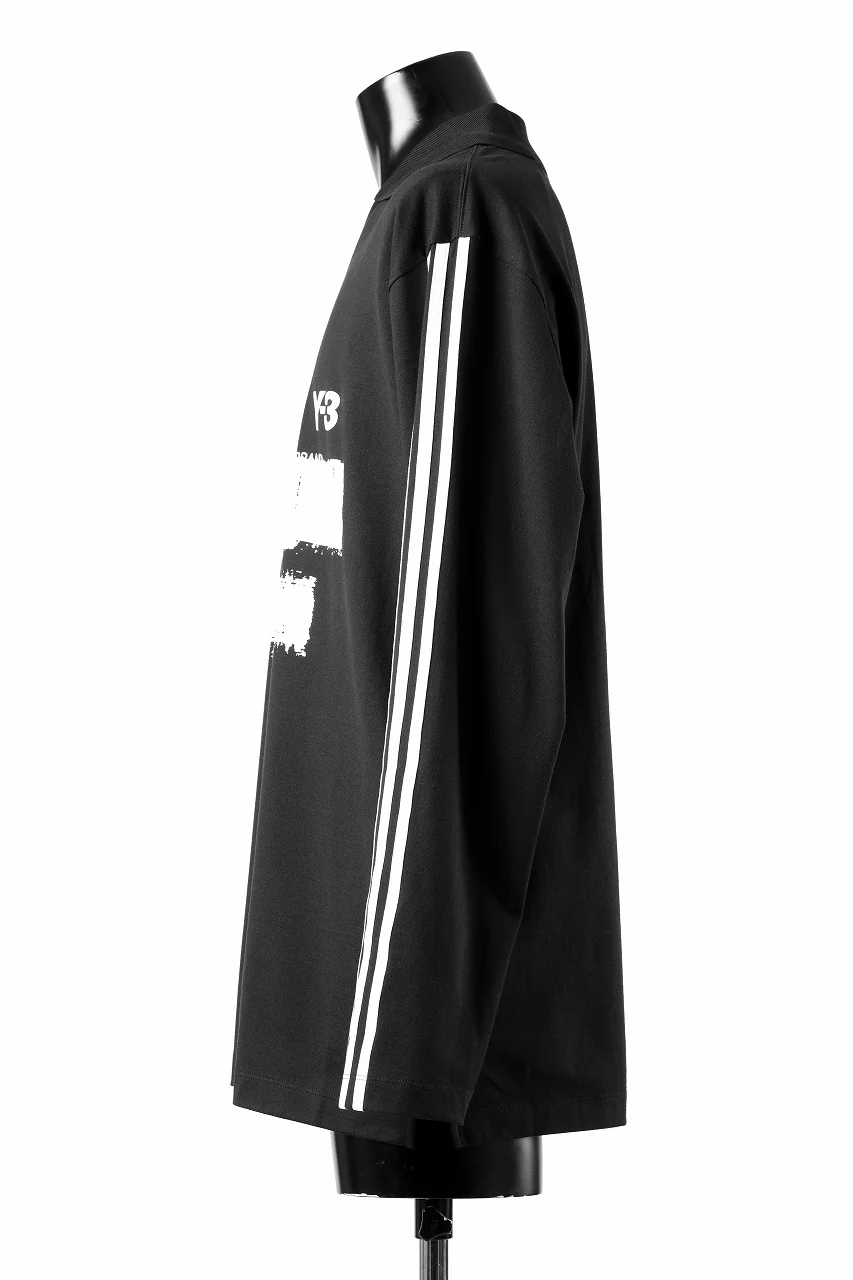 Y-3 Yohji Yamamoto GRAPHIC LOGO COLLARED LS TEE (BLACK) - Image 3