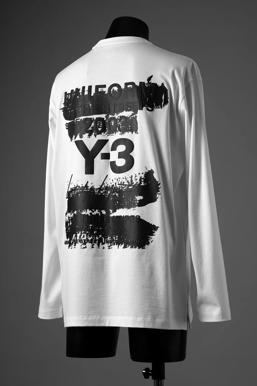 Y-3 Yohji Yamamoto GRAPHIC LONG SLEEVE TEE (CORE WHITE) - Image 2