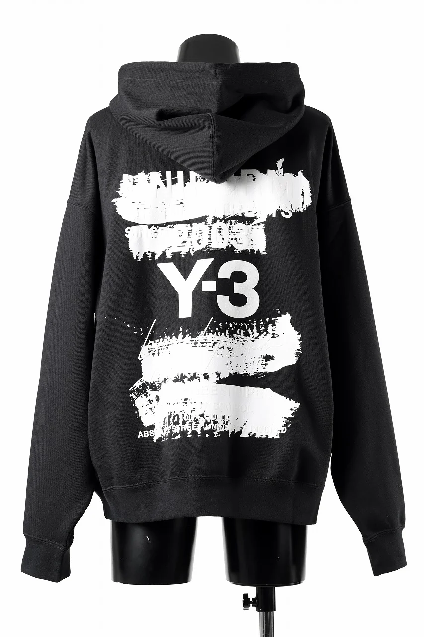 Y-3 Yohji Yamamoto GRAPHIC SWEAT HOODIE (BLACK) - Image 3