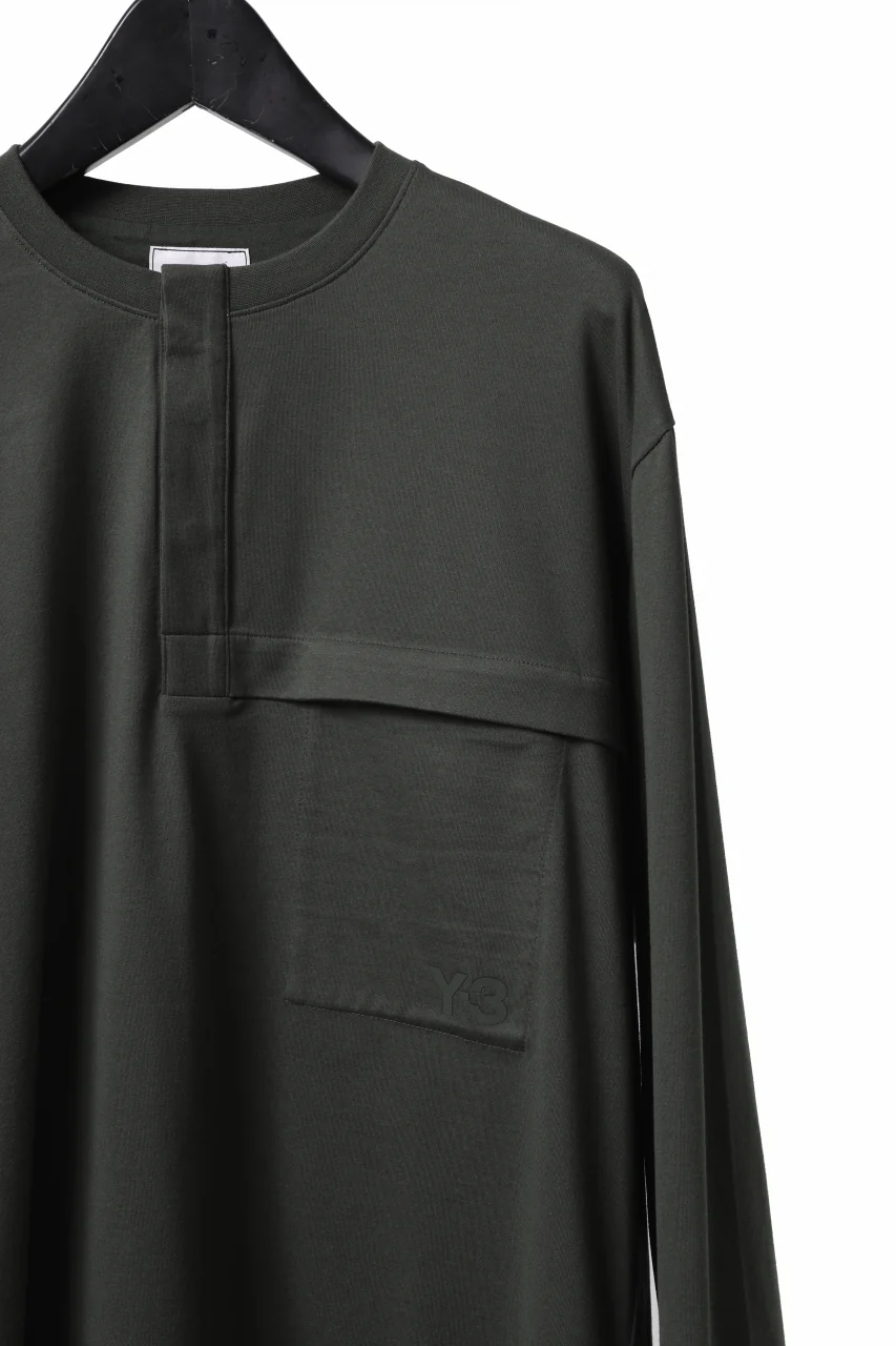 Y-3 Yohji Yamamoto HENLEY NECK LS TOPS / BCI JERSEY (NIGHT CARGO) - Image 10