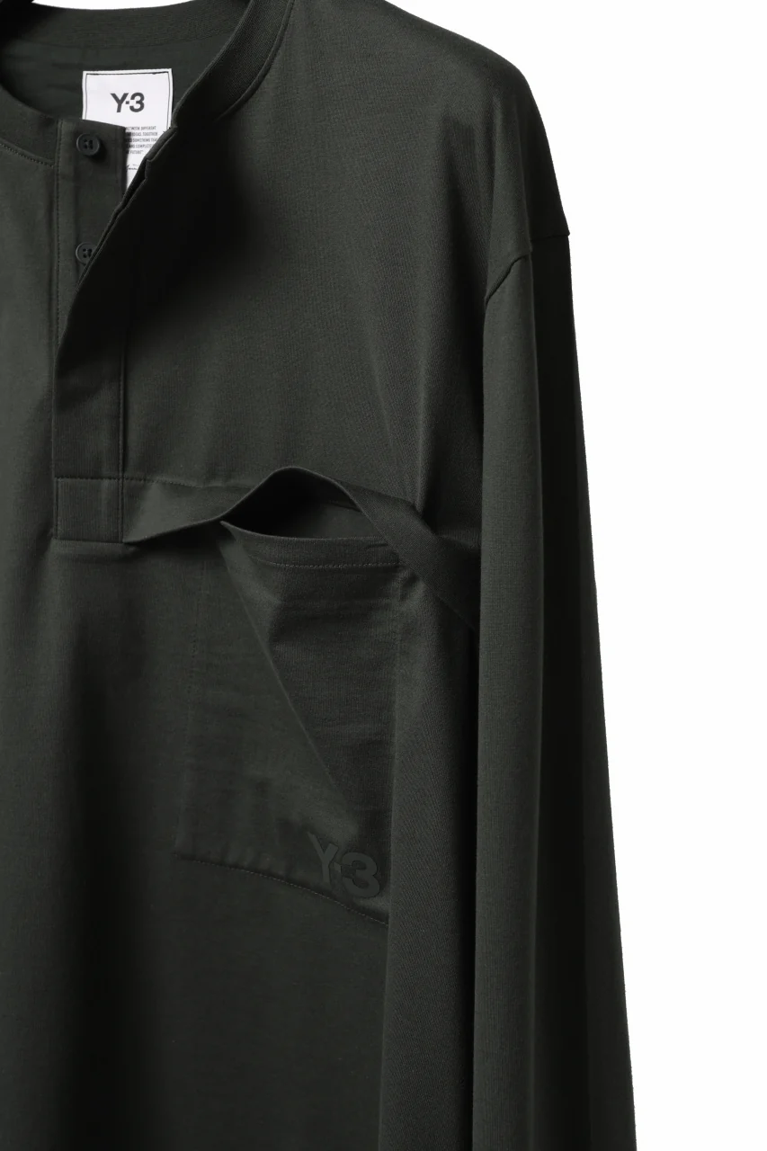 Y-3 Yohji Yamamoto HENLEY NECK LS TOPS / BCI JERSEY (NIGHT CARGO) - Image 15