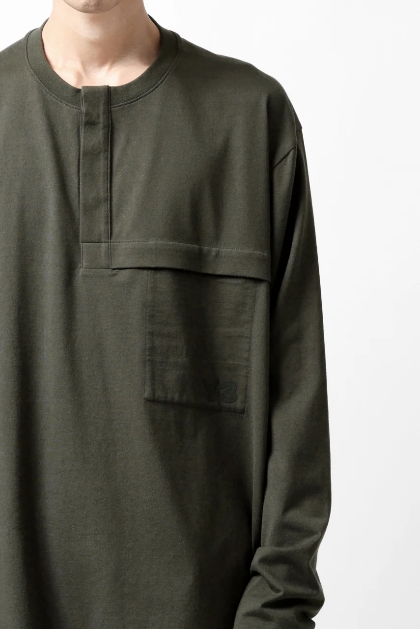 Y-3 Yohji Yamamoto HENLEY NECK LS TOPS / BCI JERSEY (NIGHT CARGO) - Image 25