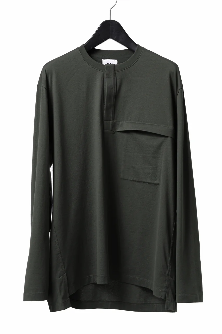 Y-3 Yohji Yamamoto HENLEY NECK LS TOPS / BCI JERSEY (NIGHT CARGO) - Image 7