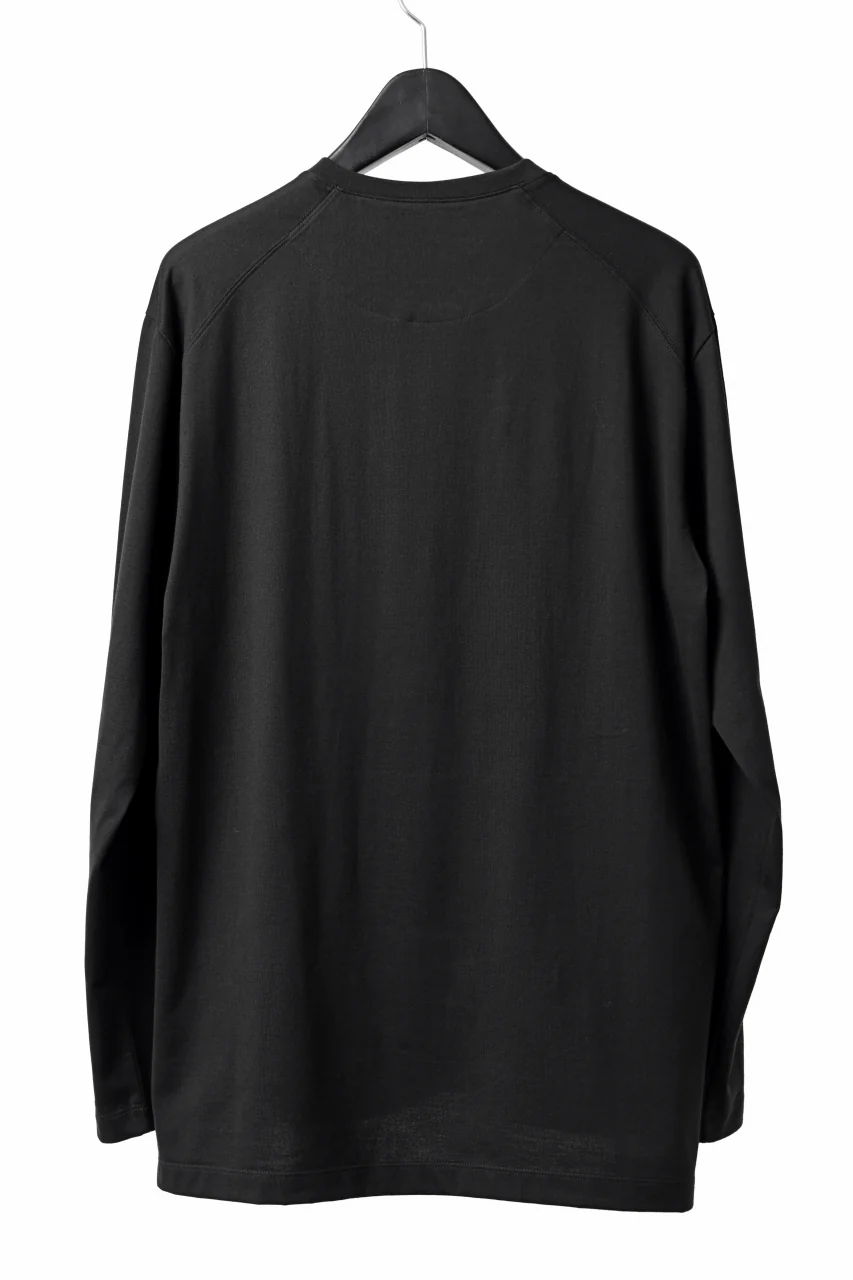 Y-3 Yohji Yamamoto HENLEY NECK LS TOPS / BCI JERSEY (BLACK) - Image 3