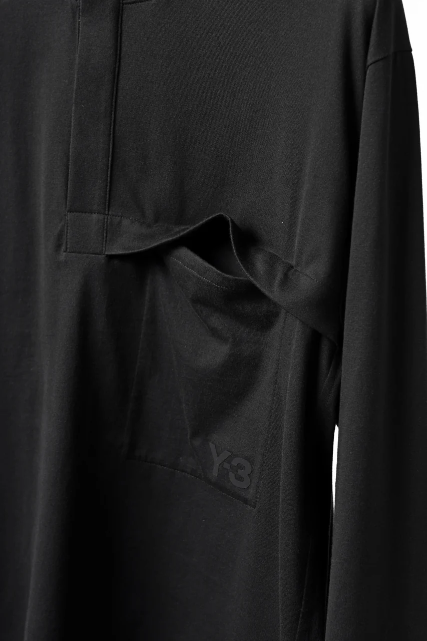 Y-3 Yohji Yamamoto HENLEY NECK LS TOPS / BCI JERSEY (BLACK) - Image 7